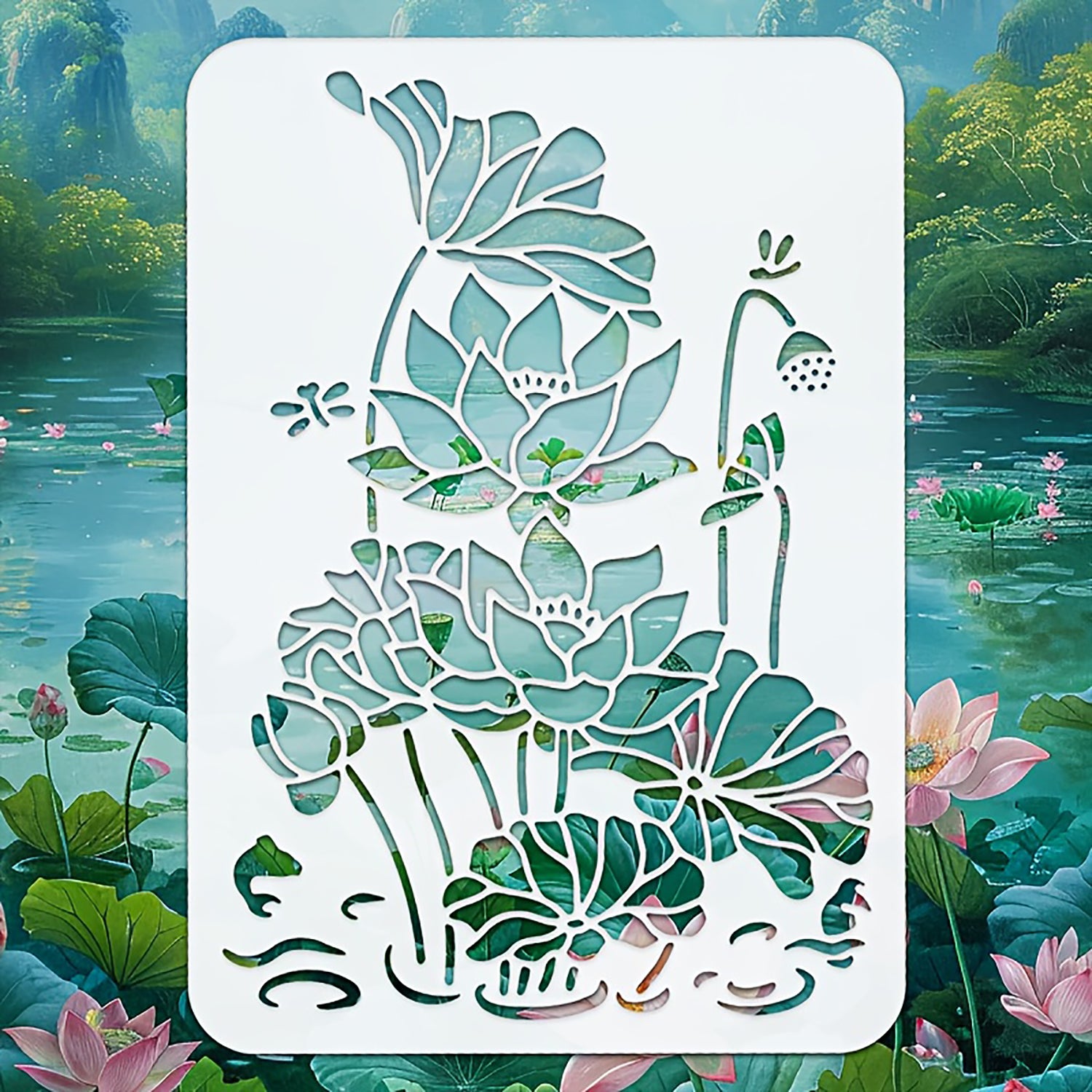 lotus stencil for painting