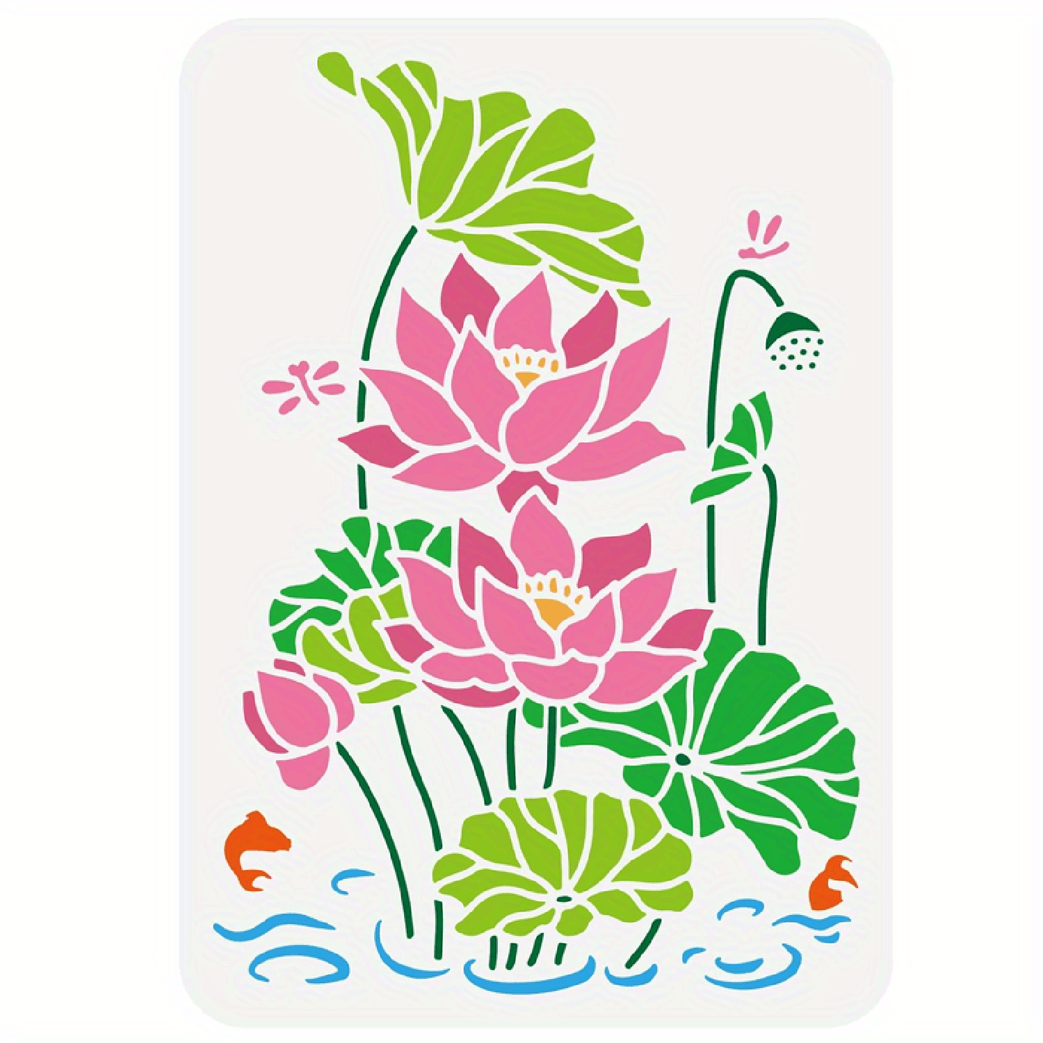 lotus leaves fish stencil