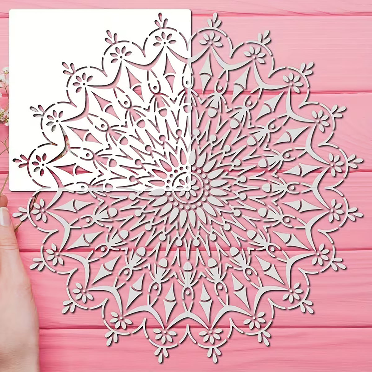 quarter mandala stencil for diy art and craft
