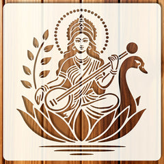 Saraswati PET Painting Stencil for DIY Art & Craft, Reusable Plastic Template for Paper, Fabric, Wood, Wall & Canvas,  Pack of 1, Cliths