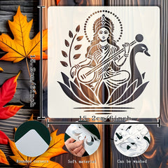 Saraswati PET Painting Stencil for DIY Art & Craft, Reusable Plastic Template for Paper, Fabric, Wood, Wall & Canvas,  Pack of 1, Cliths