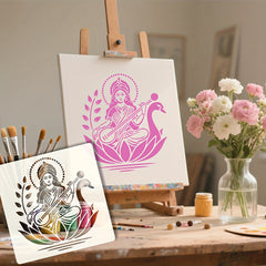 Saraswati PET Painting Stencil for DIY Art & Craft, Reusable Plastic Template for Paper, Fabric, Wood, Wall & Canvas,  Pack of 1, Cliths