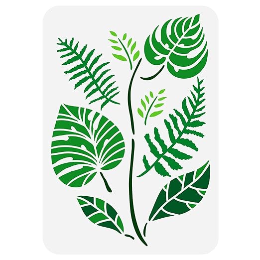 tropical leaf stencil for wall
