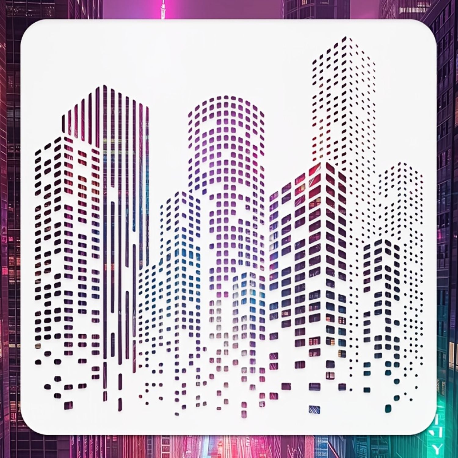 Cityscape Design Stencil for Walls & Floors