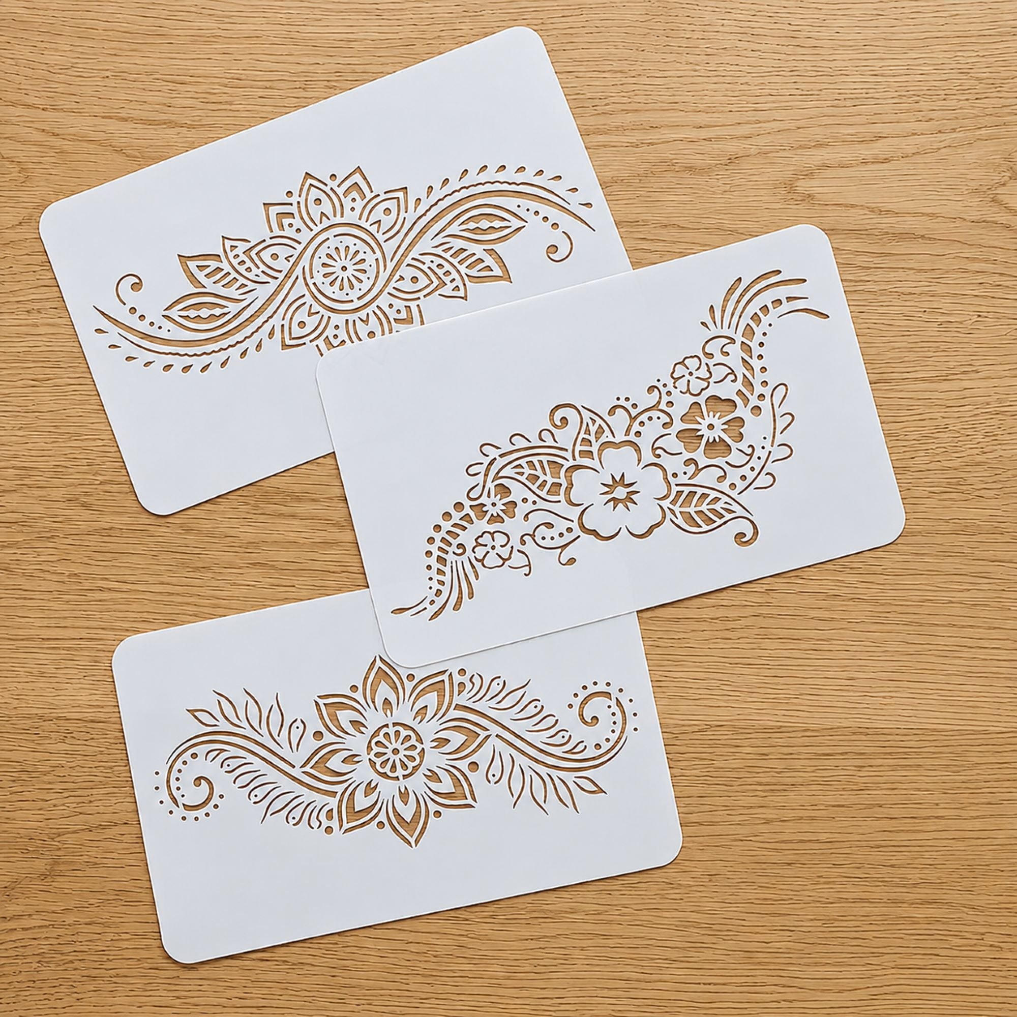 reusable henna floral painting stencil