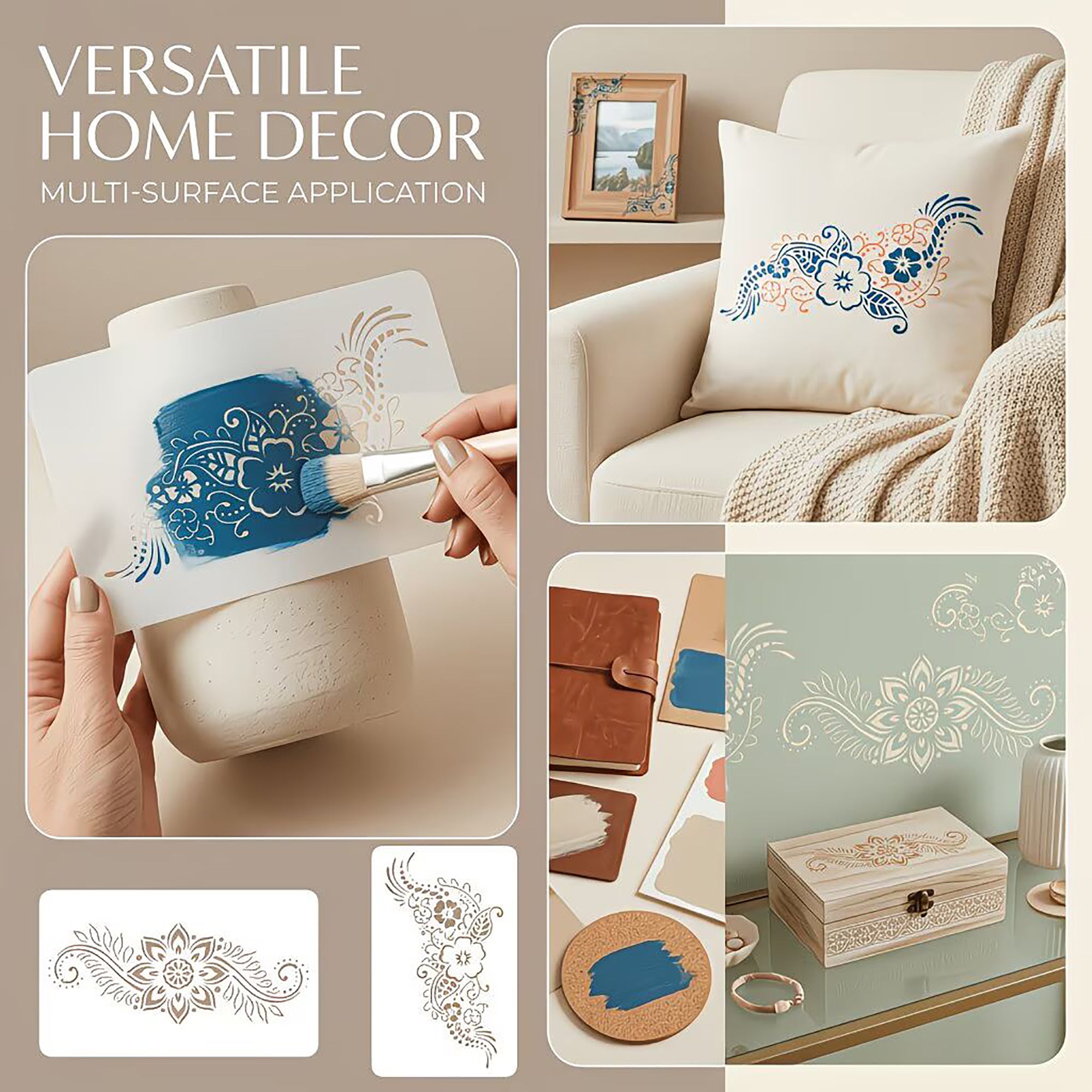 reusable floral stencil for scrapbook decoration
