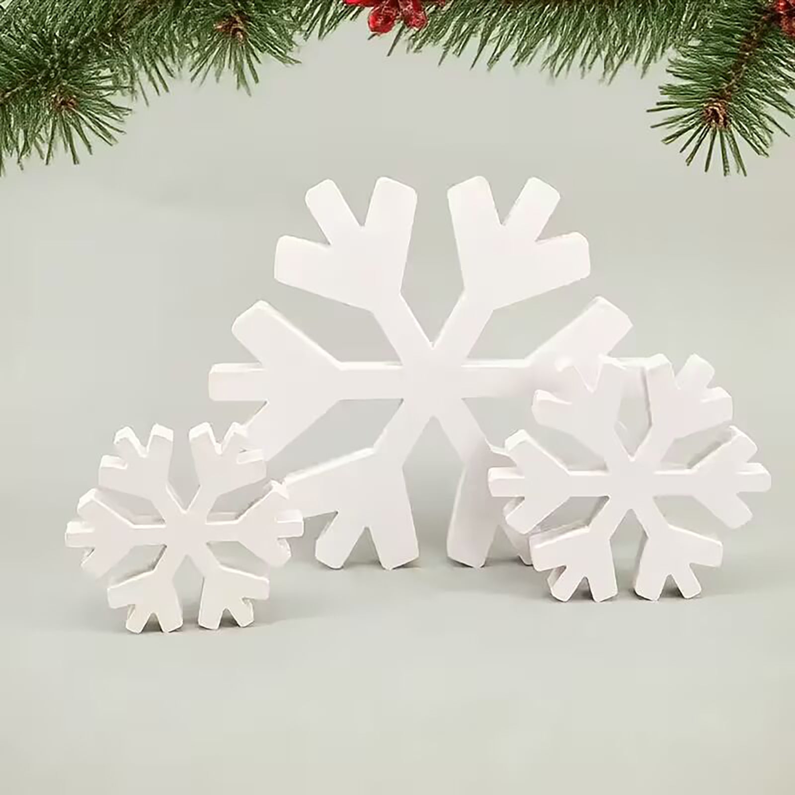 farmhouse snowflake tabletop decor
