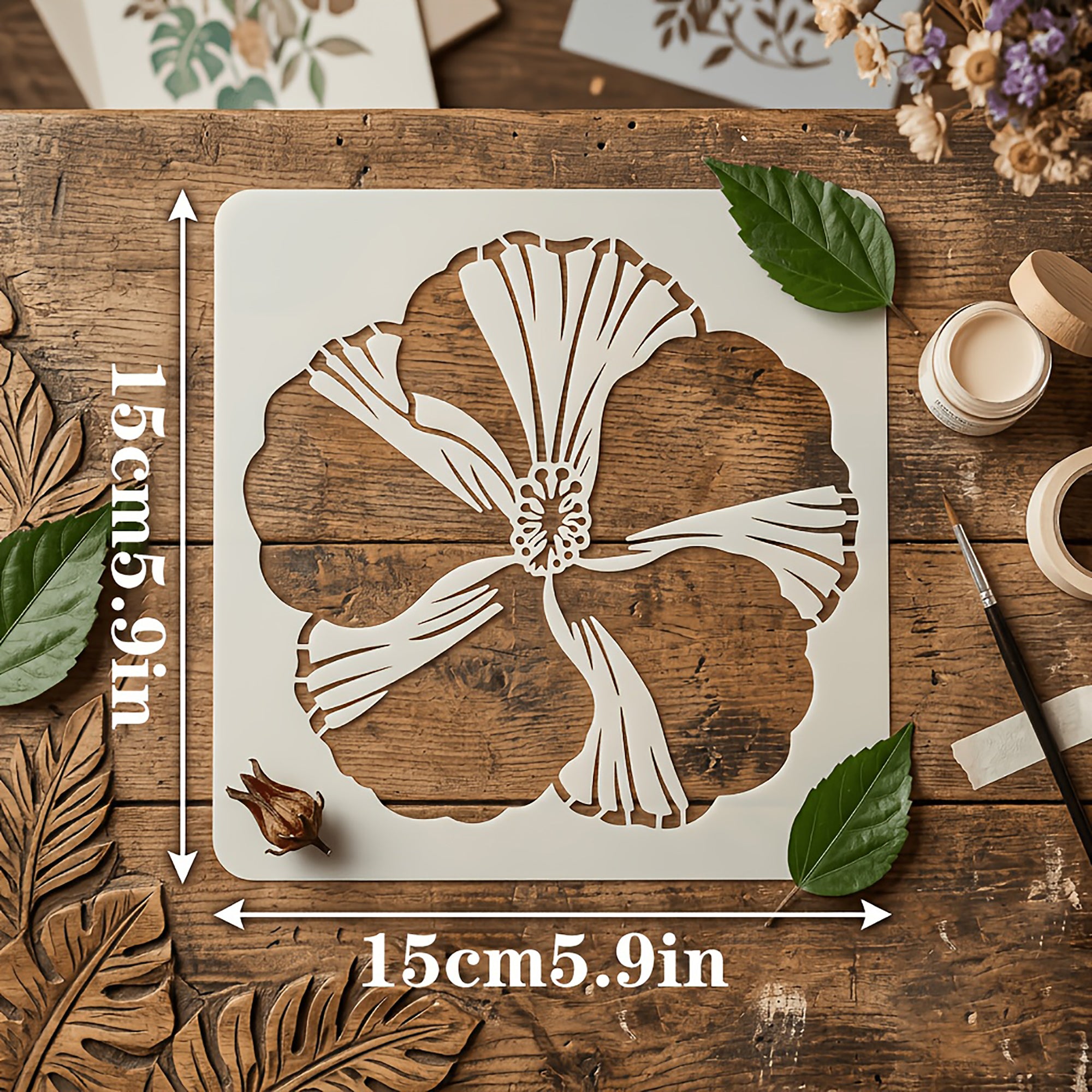 pet plastic hibiscus stencil for painting