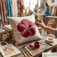 hibiscus stencil for canvas and wood