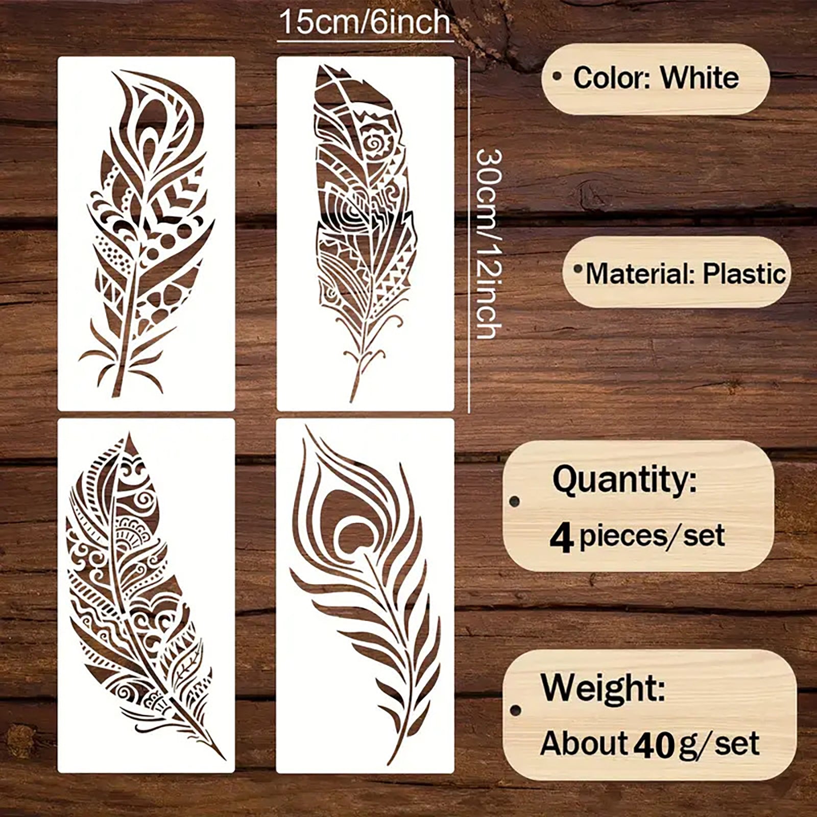 boho feather stencil for wall art