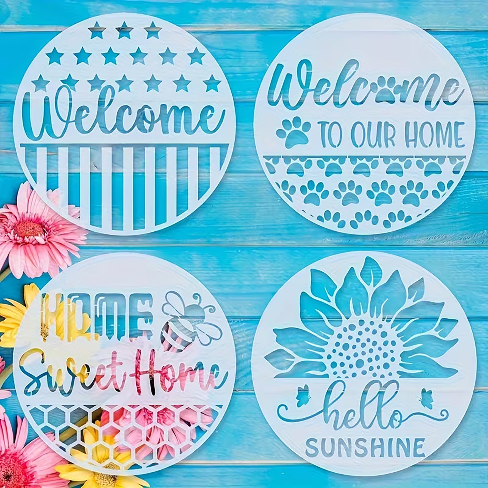 welcome stencil for wall painting