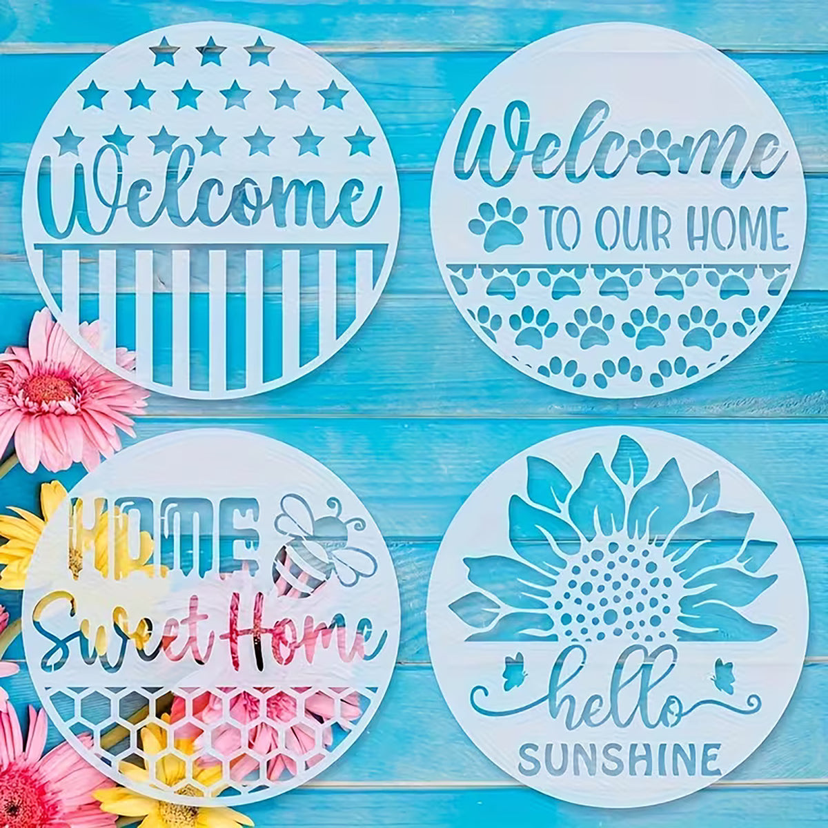 welcome stencil for wall painting