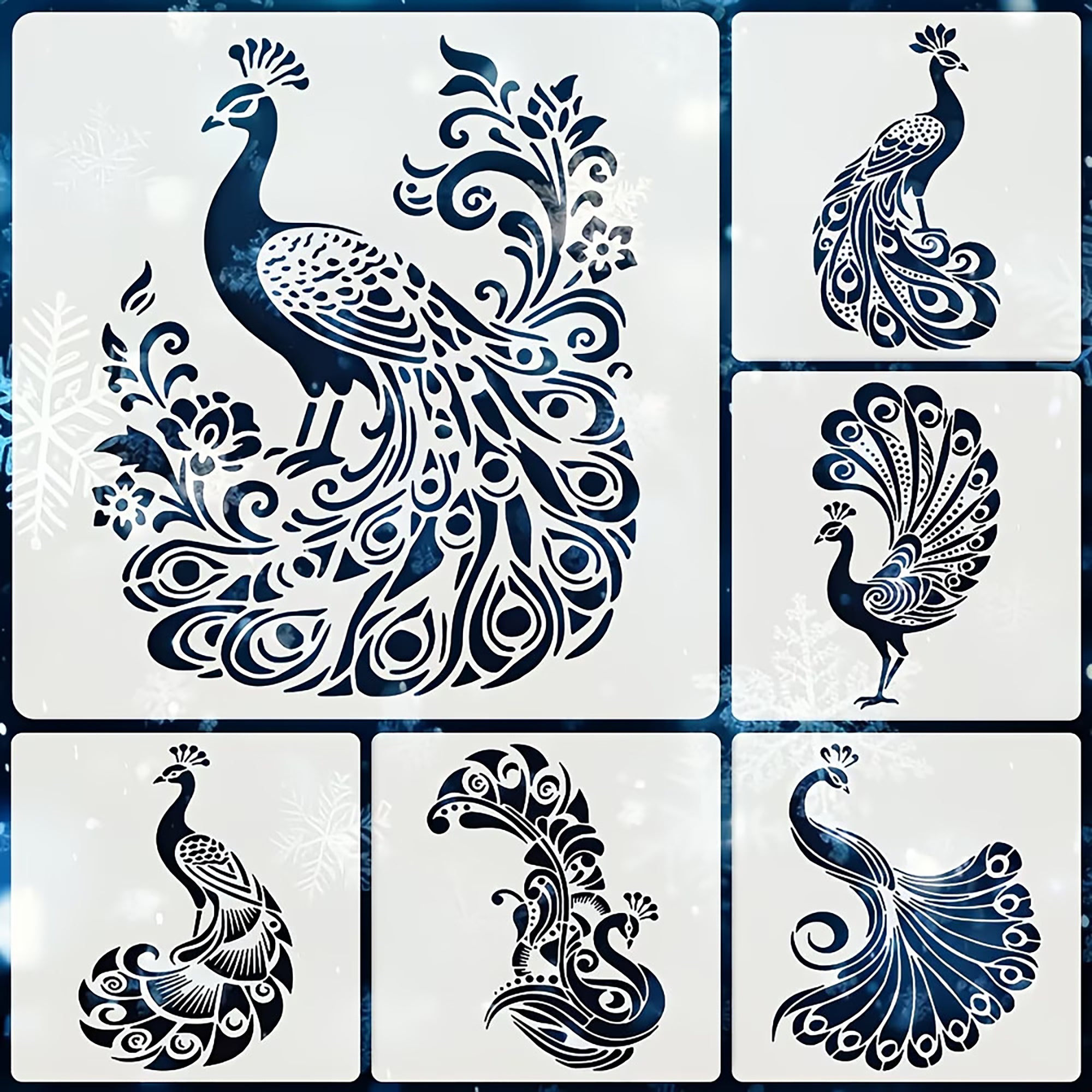peacock feather stencil for diy art and craft
