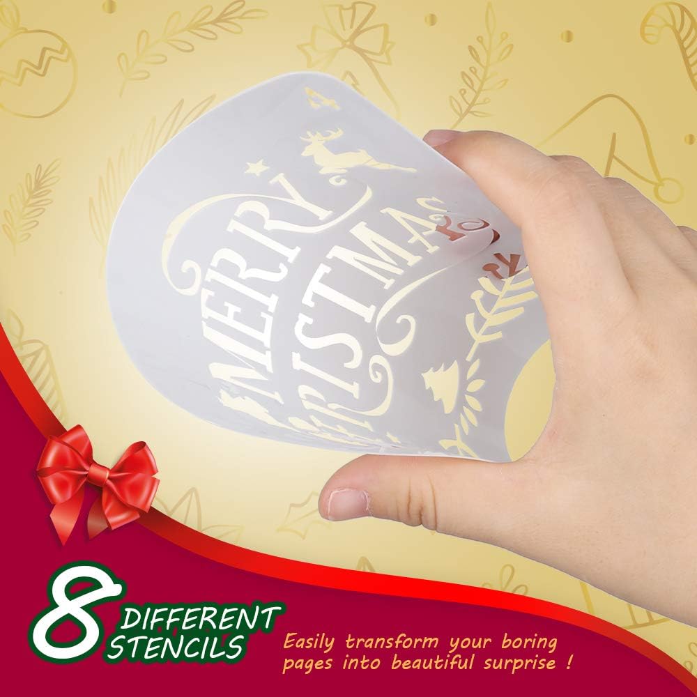 Made from strong, flexible plastic, these reusable Christmas craft stencils