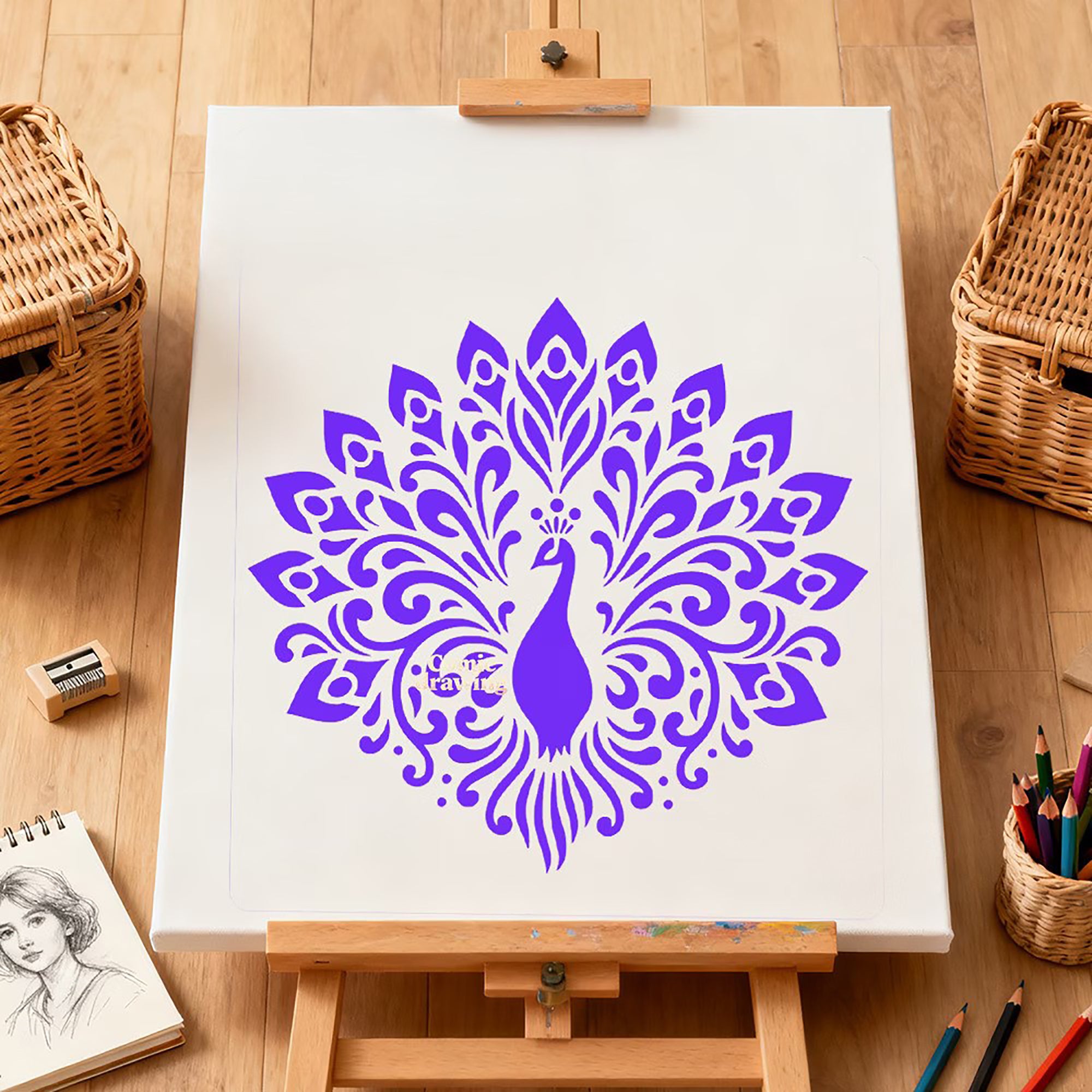 square mandala stencil for mixed media art