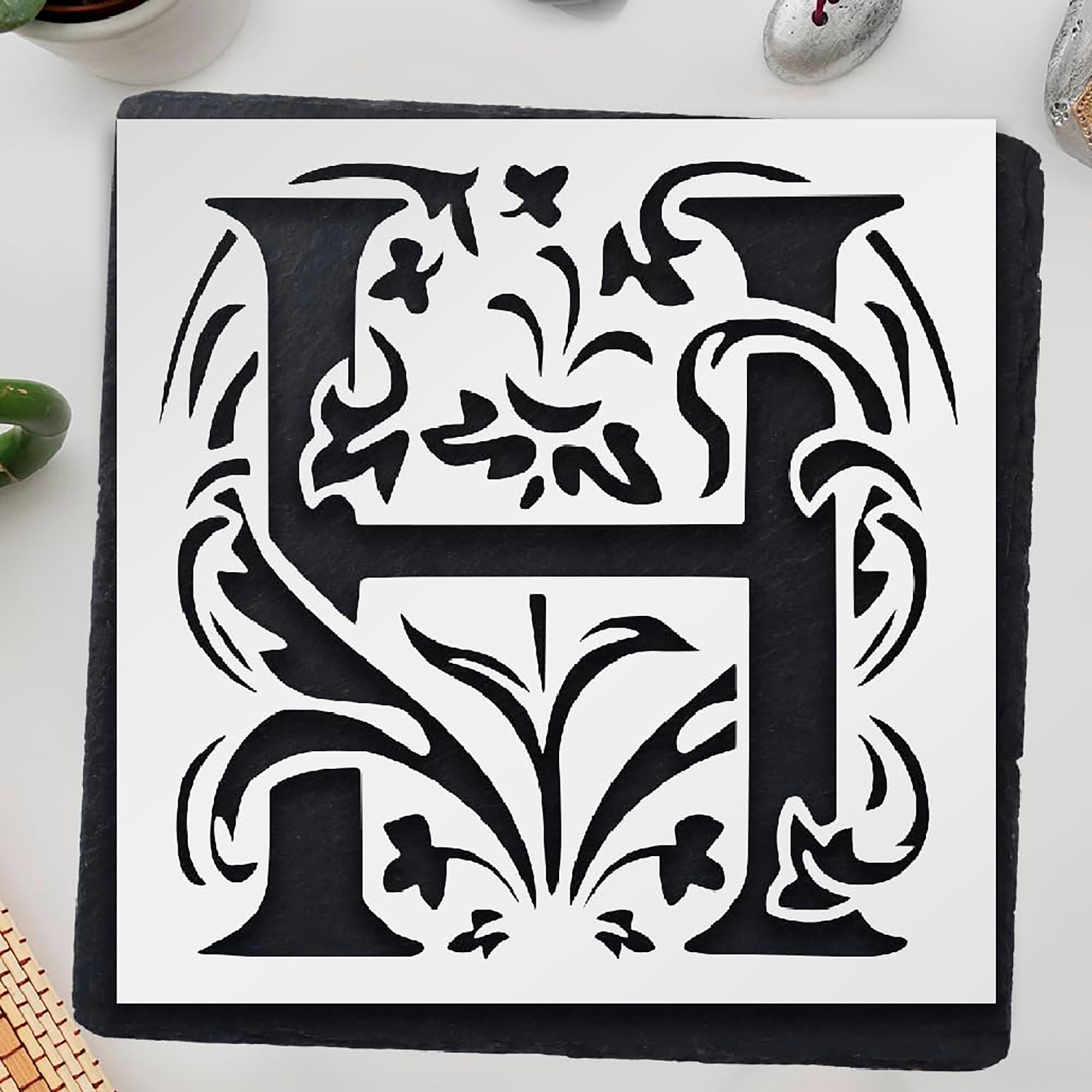initial h stencil for diy painting projects

