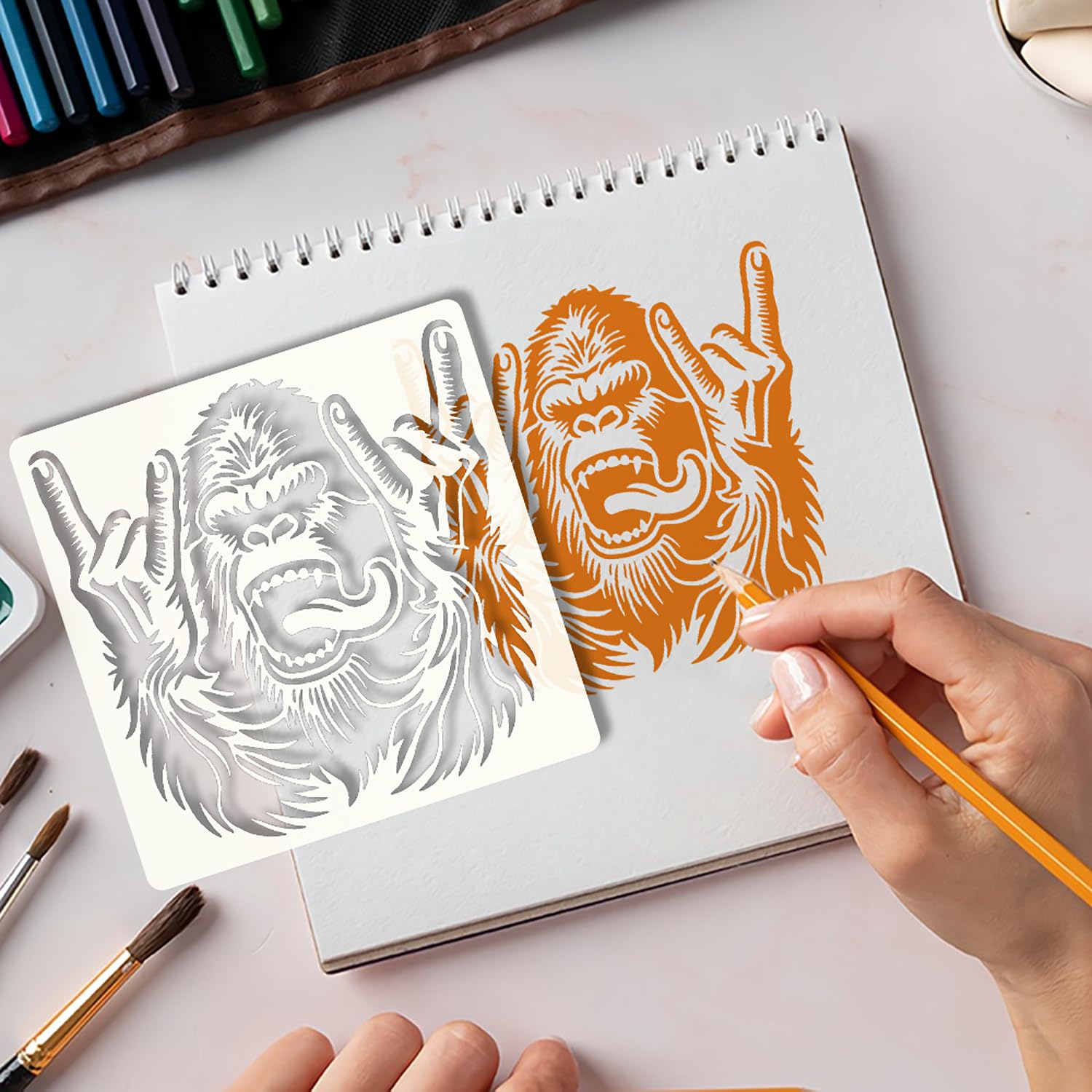 rock gesture stencil for diy crafts
