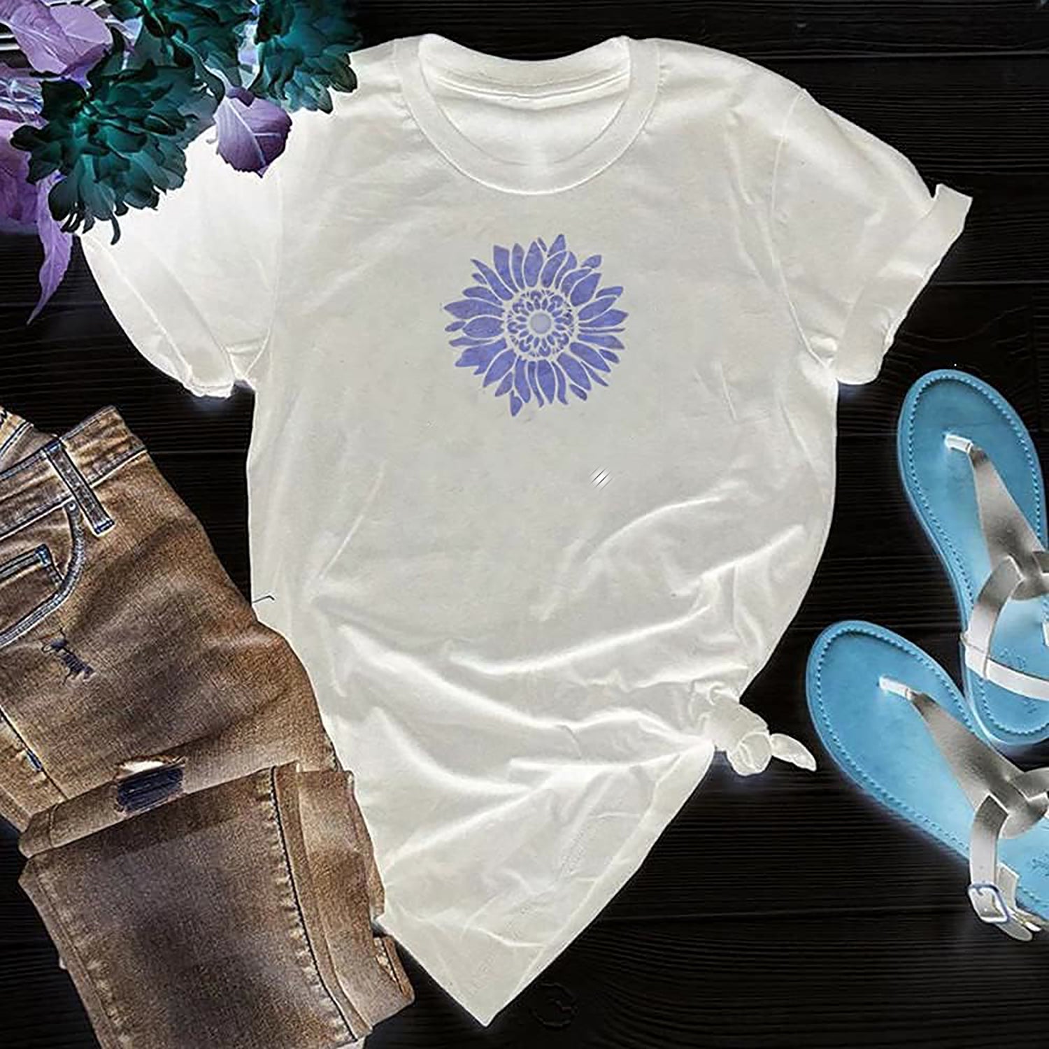 reusable boho flower stencil for canvas art and decor