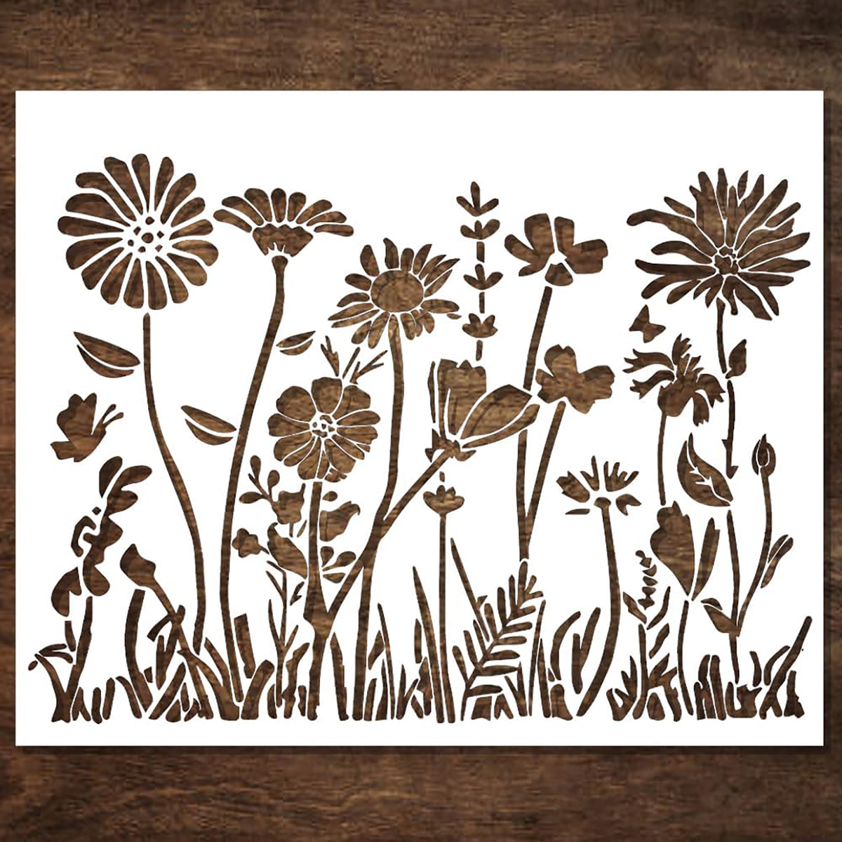 large wildflower stencil for painting on walls and furniture