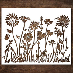 large wildflower stencil for painting on walls and furniture