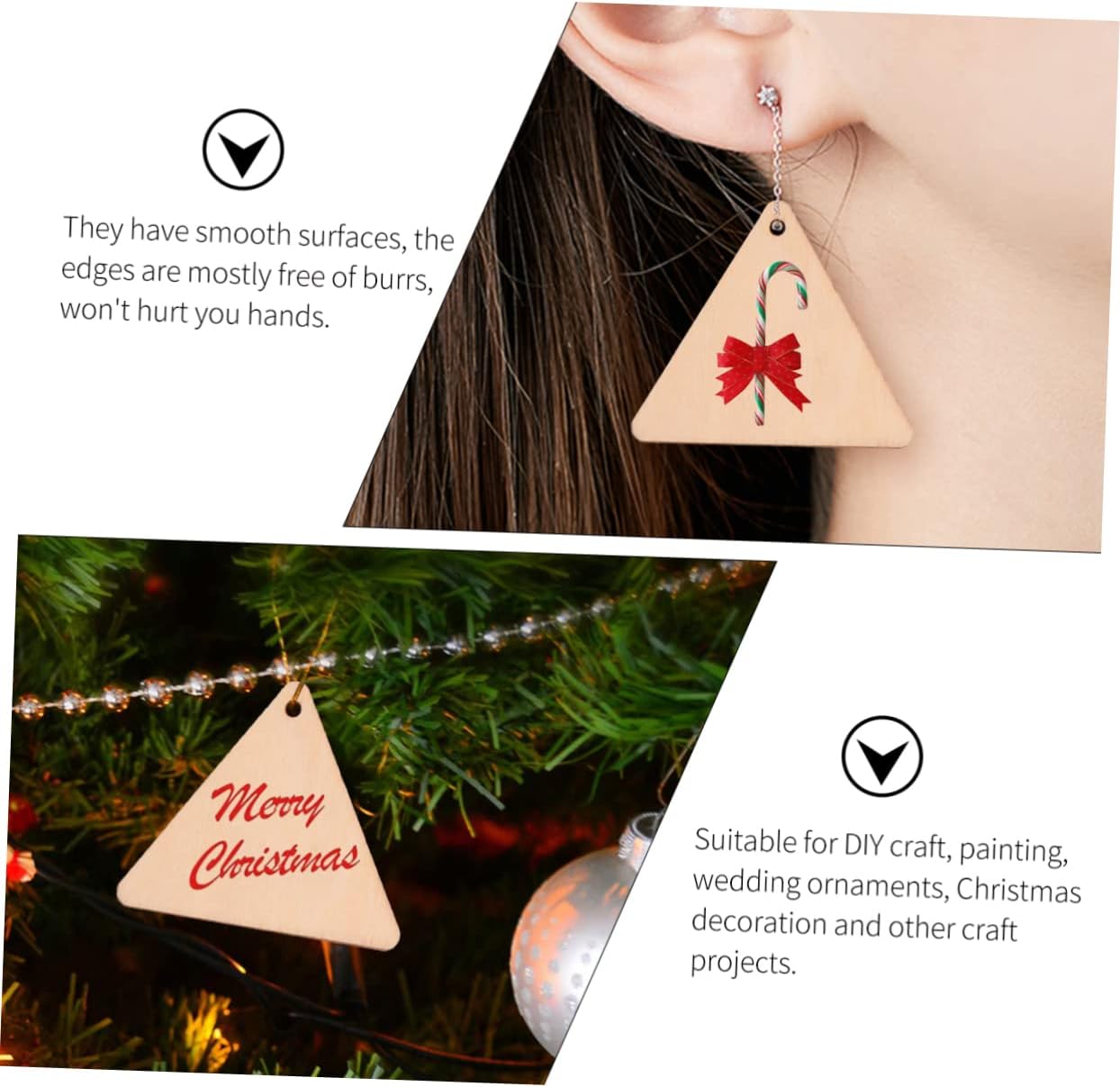 unfinished wood triangle ornaments for painting and decorating