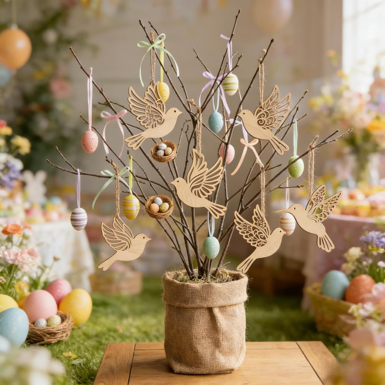 small wooden bird shapes for decoration