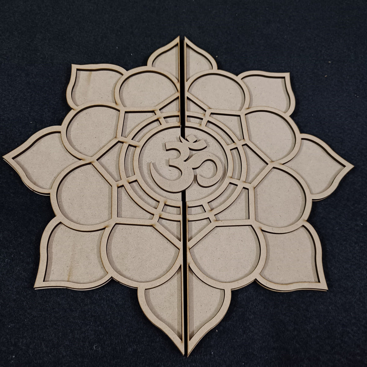 American Elm 2-Layer Rangoli Cutout with OM Symbol Decorative MDF Panel DIY Hindu Festival & Home Décor