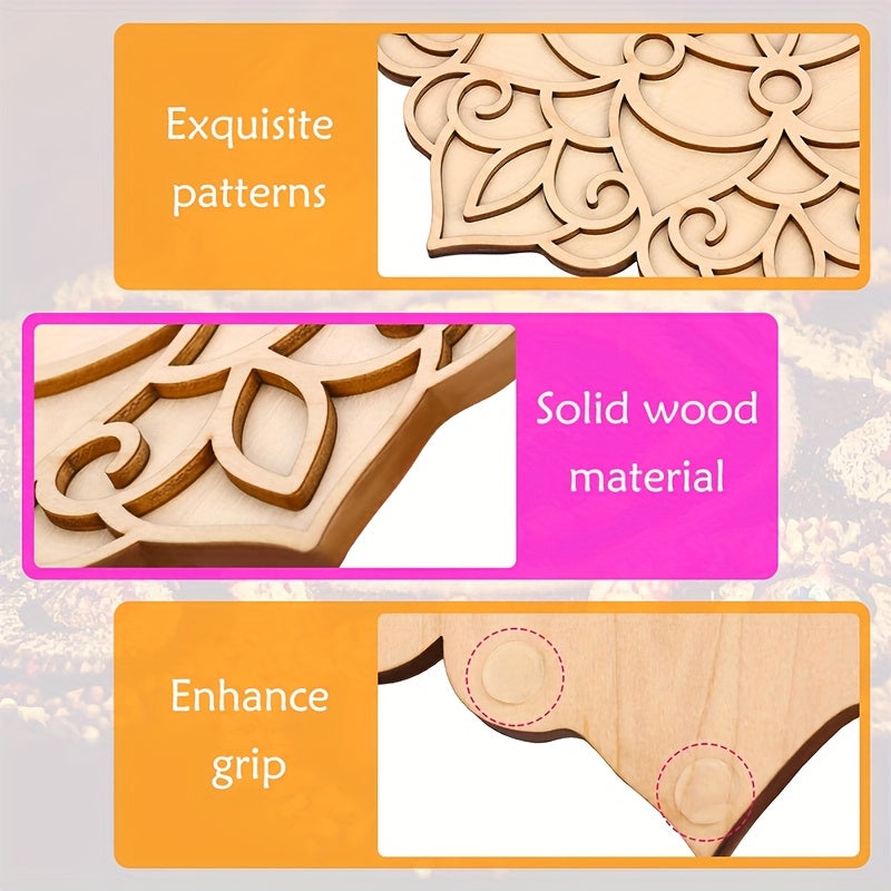 floral rangoli stencil wood