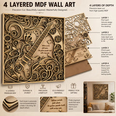 layered guitar wall art for bedroom