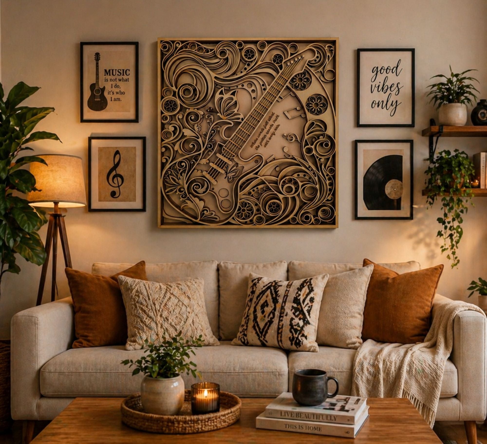 music lover wall decor wooden hanging
