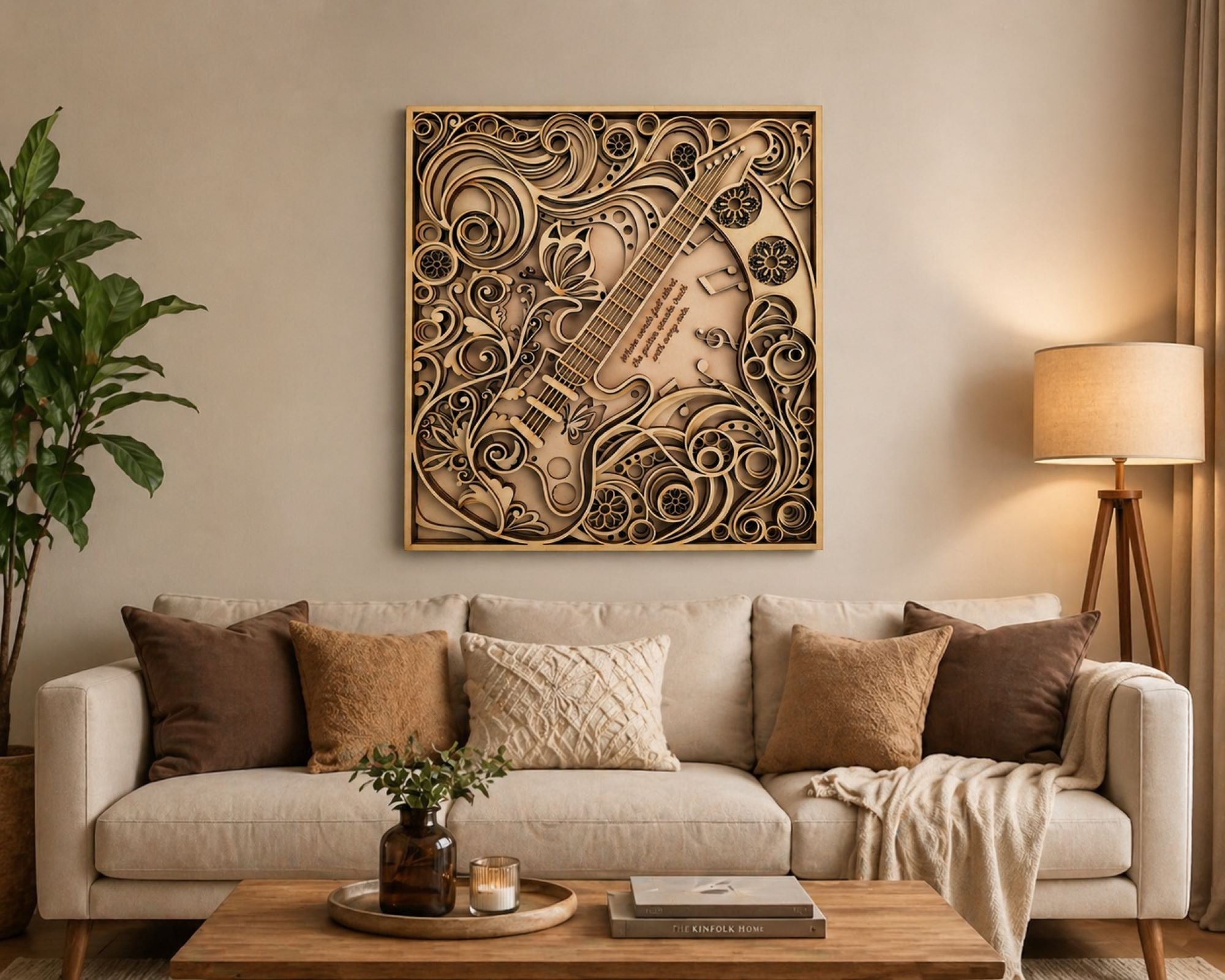 wooden music wall decor for studio