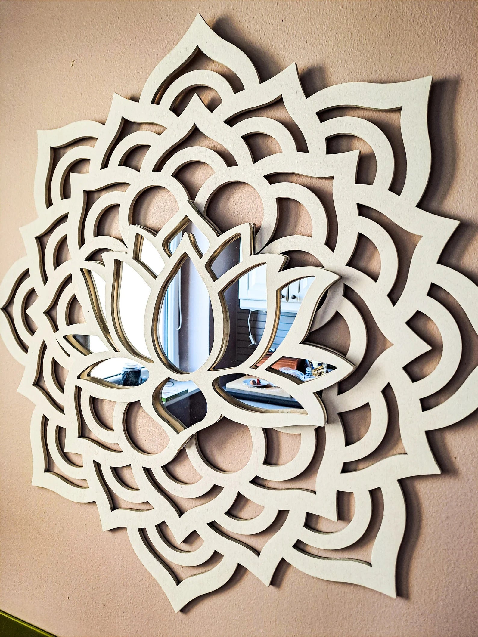 sunburst wooden wall mirror