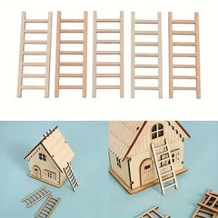 American Elm Pack of 10 Mini Wooden Ladders for Fairy Gardens, DIY Crafts & Home Decor Pine MDF Craft Supplies