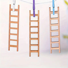 American Elm Pack of 10 Mini Wooden Ladders for Fairy Gardens, DIY Crafts & Home Decor Pine MDF Craft Supplies