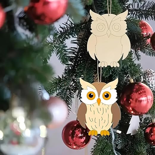wooden owl craft ornaments
