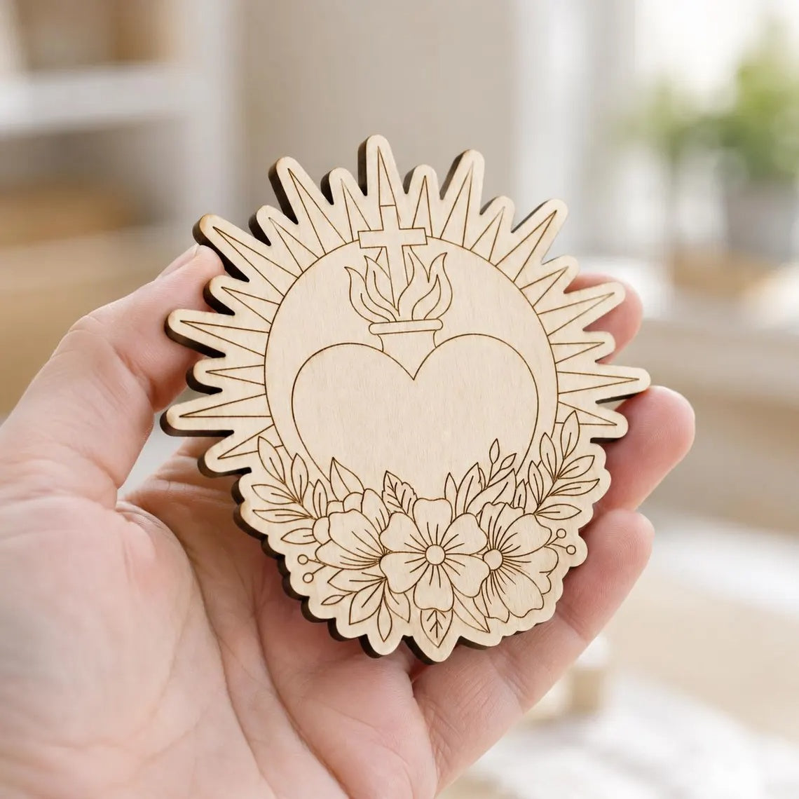 sacred heart mdf wood cutout for diy crafts