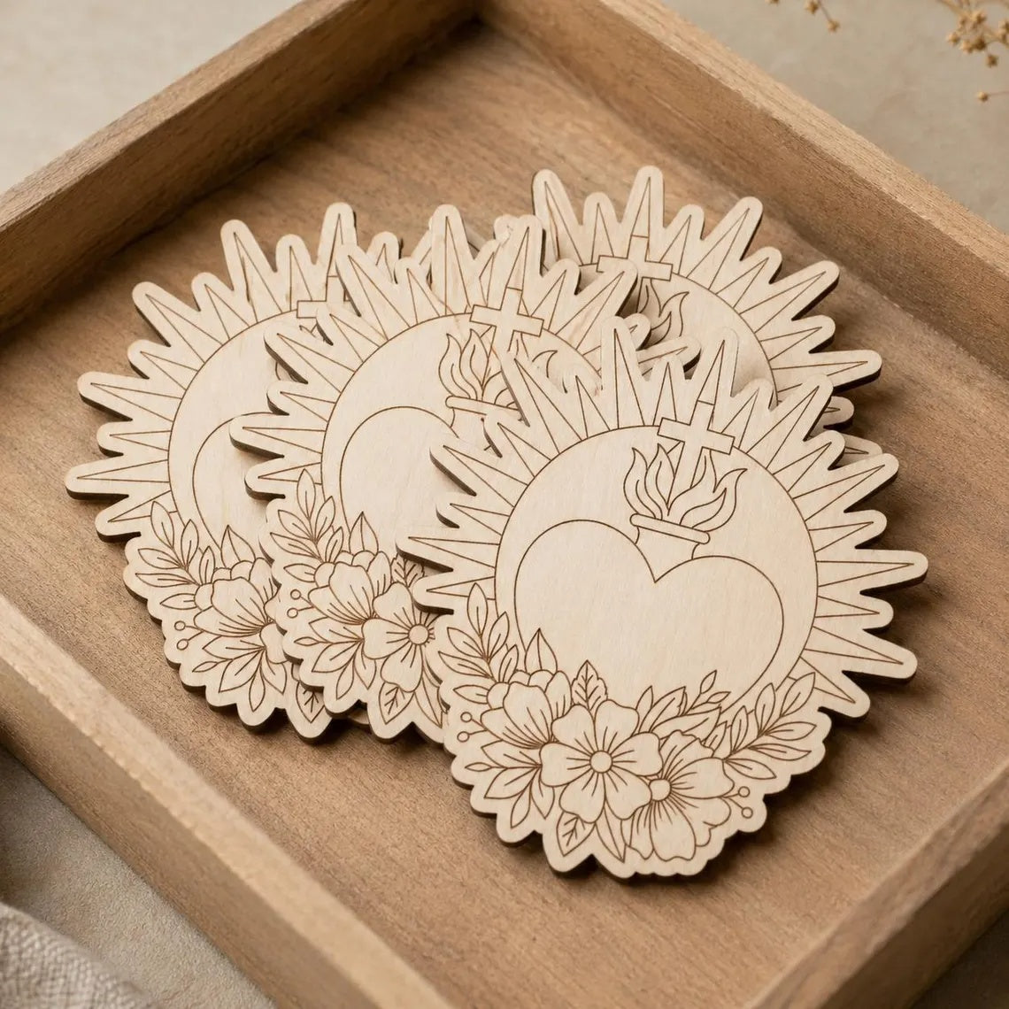 wooden sacred heart blank for handmade crafts