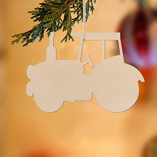 wooden tractor hanging ornaments diy
