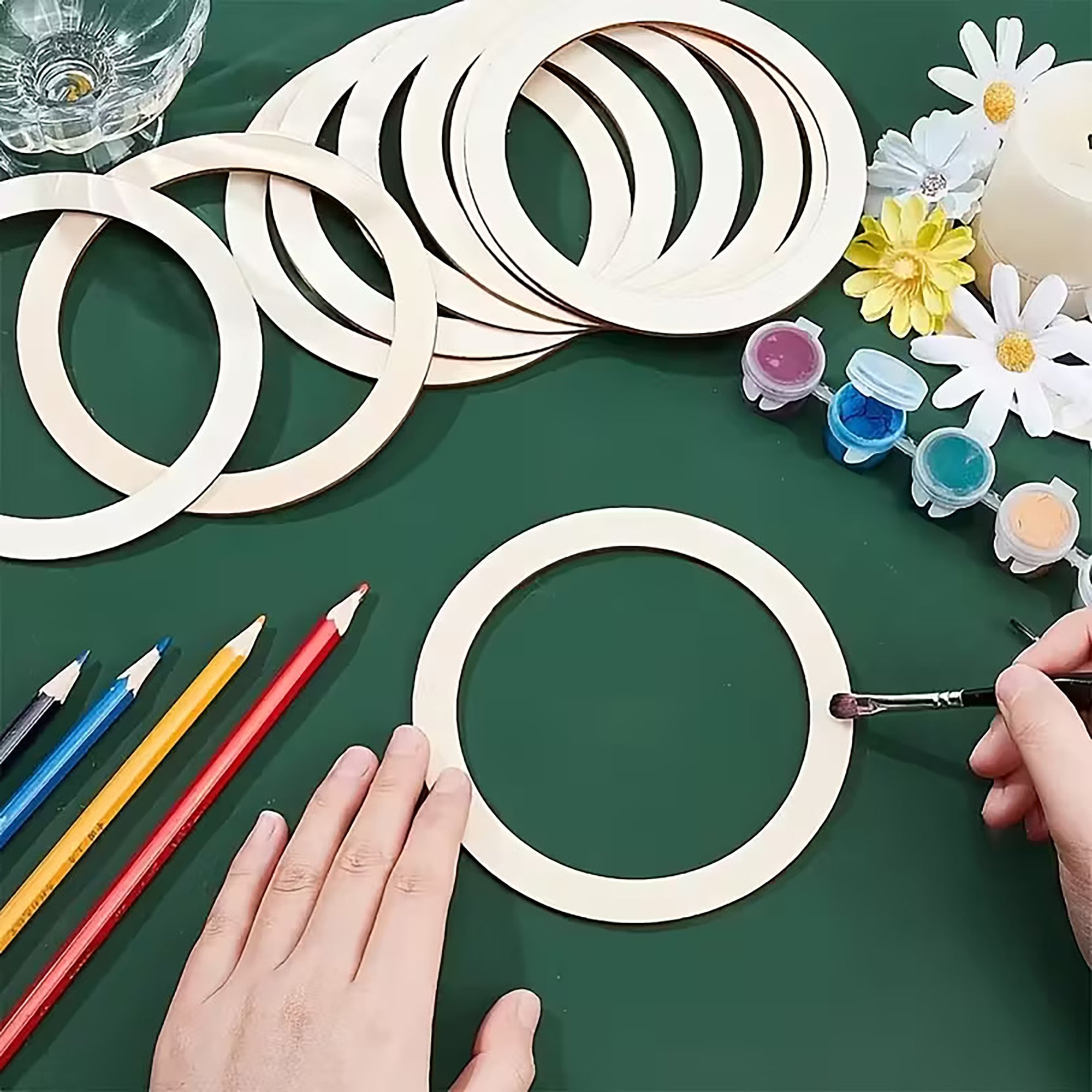 round wooden frames for wall hanging