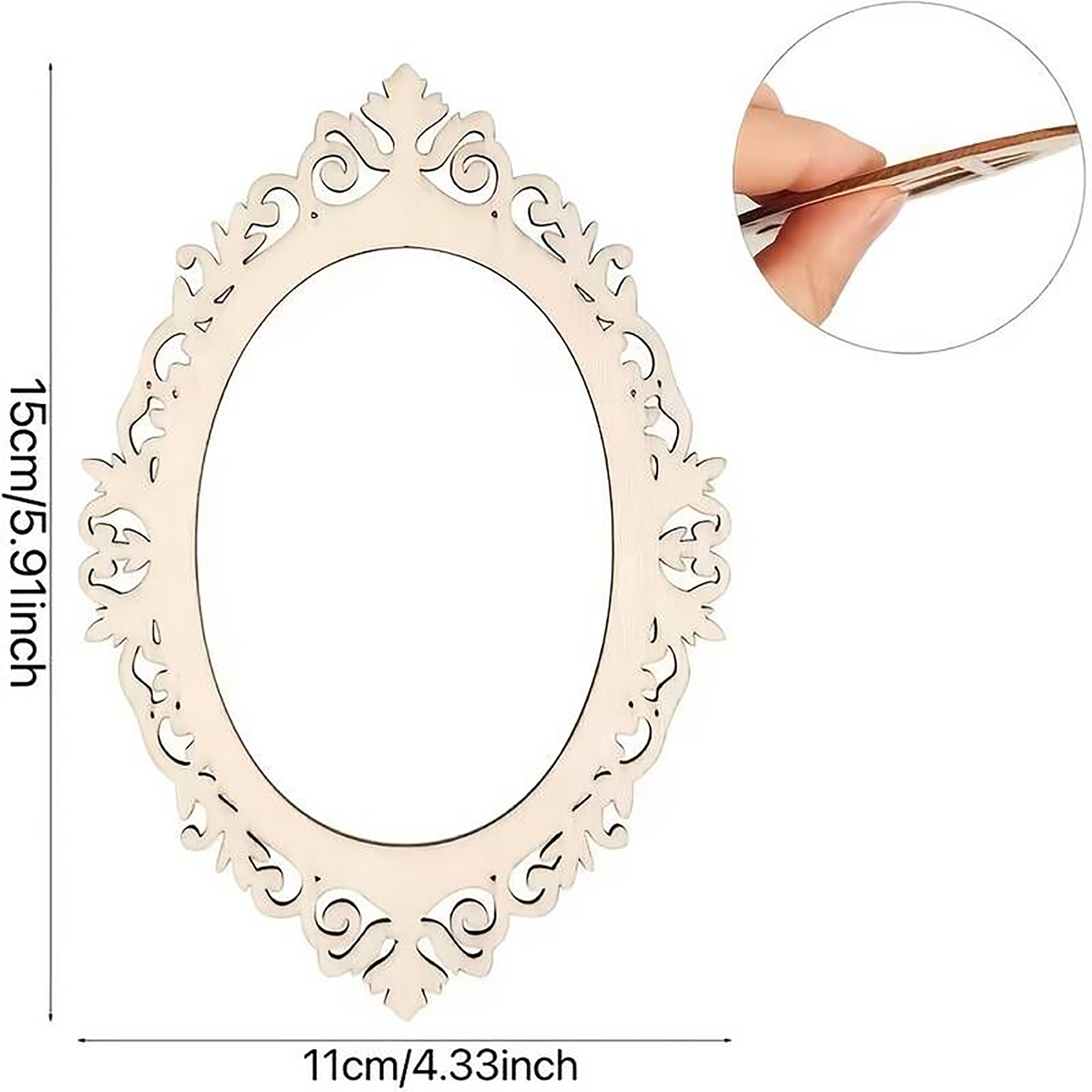 unfinished oval wooden frame for painting