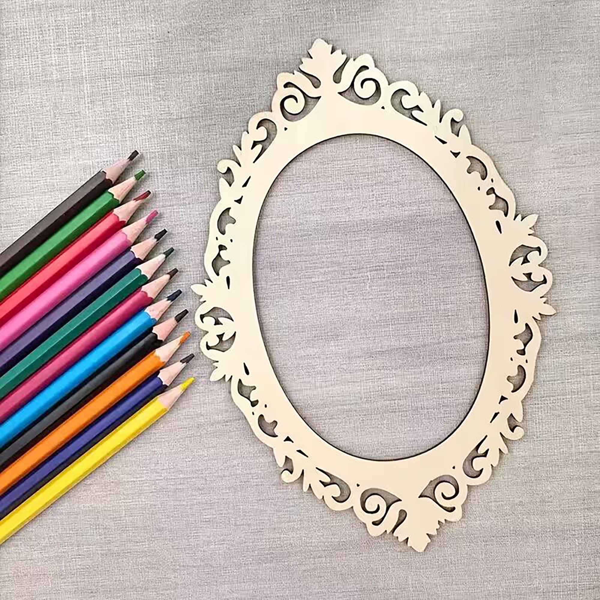 laser cut oval frame for diy art