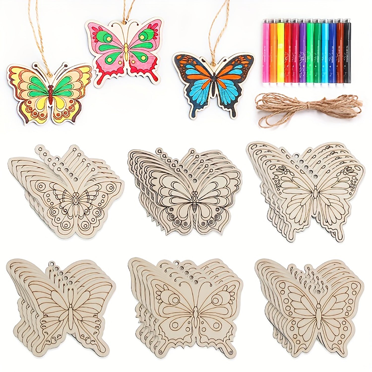 12pcs wooden butterfly craft cutouts for home decor