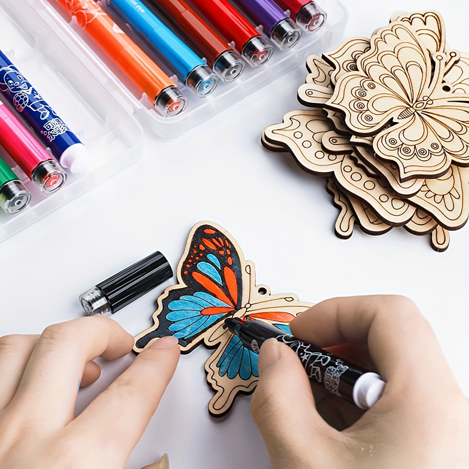 butterfly shaped wooden craft pieces for art and school projects