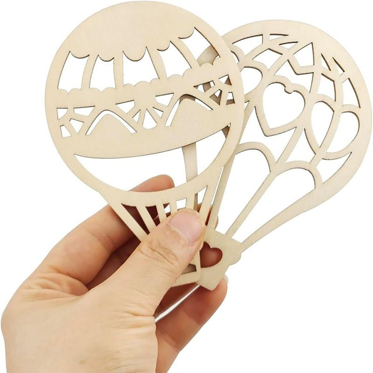 Hot Air Balloon Shape MDF Wooden DIY Art & Craft Cutout for Painting, Doodling & Resin Art, Pack of 12, Cliths