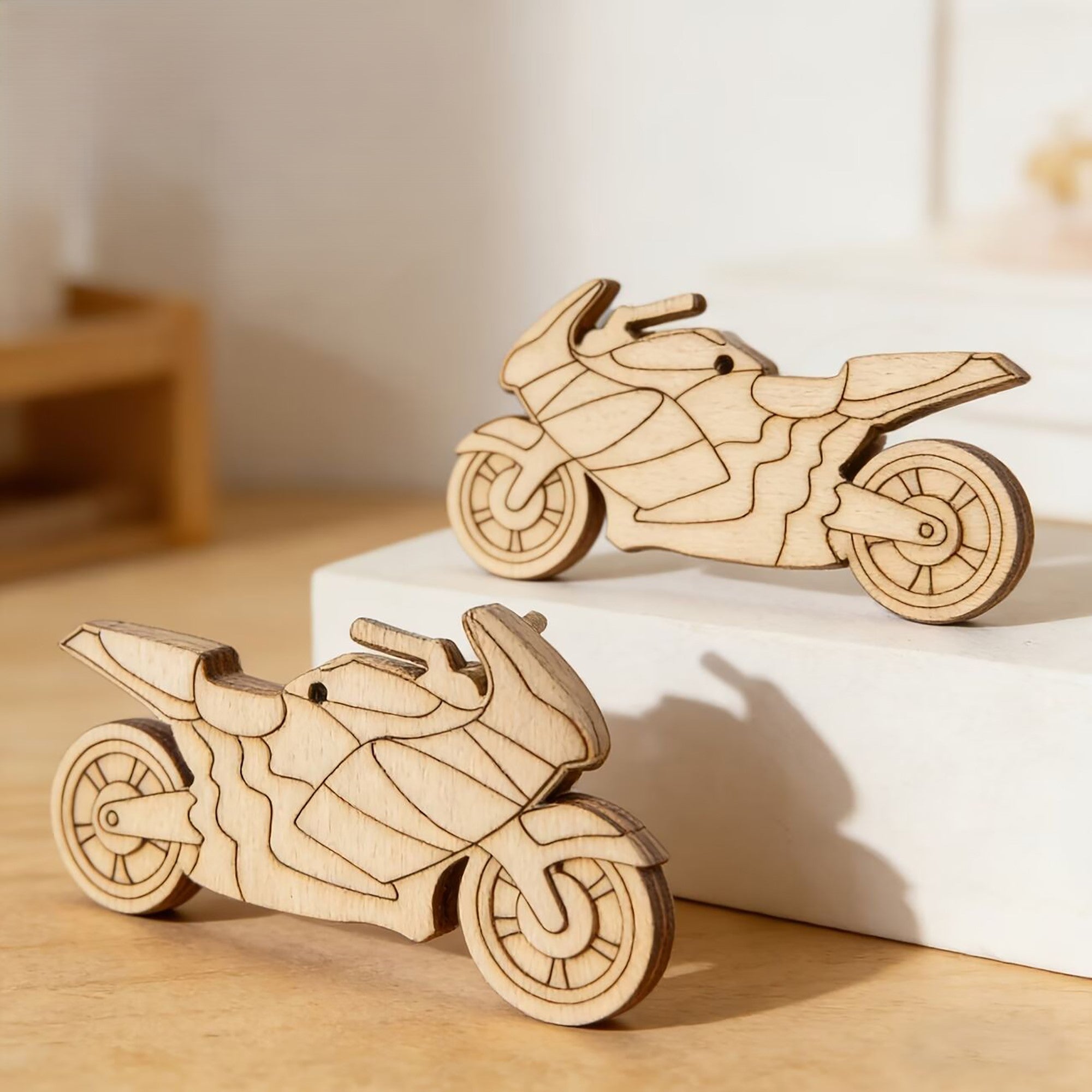 unfinished motorcycle wood shape for diy art