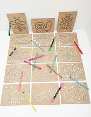 insect drawing practice wooden board