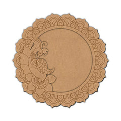 Decorative brown paper cutout with intricate patterns on a white background
