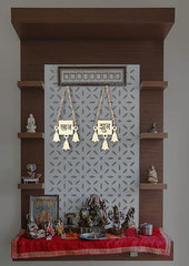 pine mdf shubh labh craft base with bells
