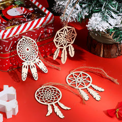Cliths 20pcs Wooden DIY Dream Catchers Kits Unfinished Wood Dream Catcher Cutouts for Painting, Christmas Tree Hanging Ornaments, Home Craft Decoration
