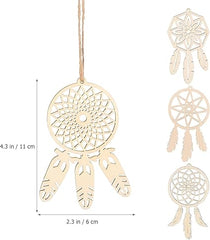 Cliths 20pcs Wooden DIY Dream Catchers Kits Unfinished Wood Dream Catcher Cutouts for Painting, Christmas Tree Hanging Ornaments, Home Craft Decoration